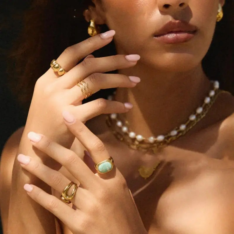 18KGP Multiple Layer Wave Pattern Ring