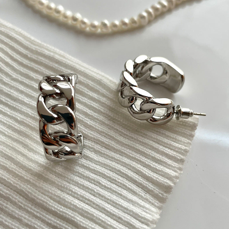 18K Cuban Chain C Earring