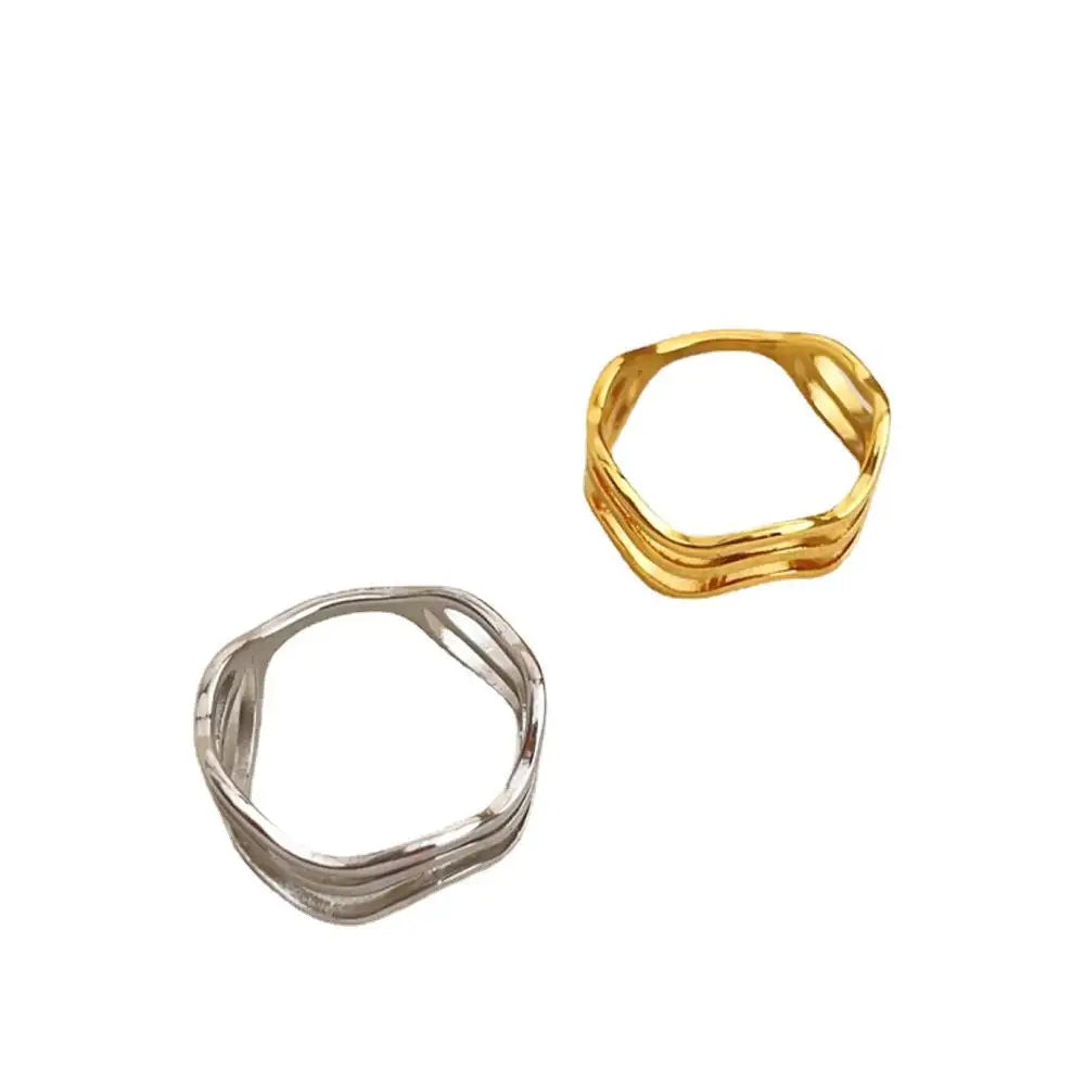 18KGP Multiple Layer Wave Pattern Ring