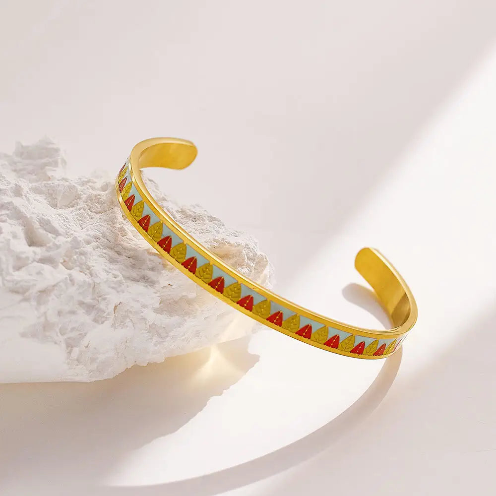 18K Gold Plated Geometric Cuff Bangle