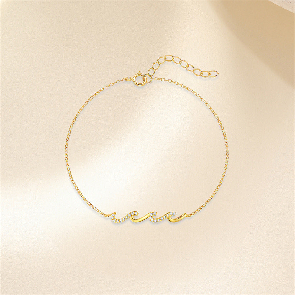 18K Gold Plated Studded Wave Bracelet