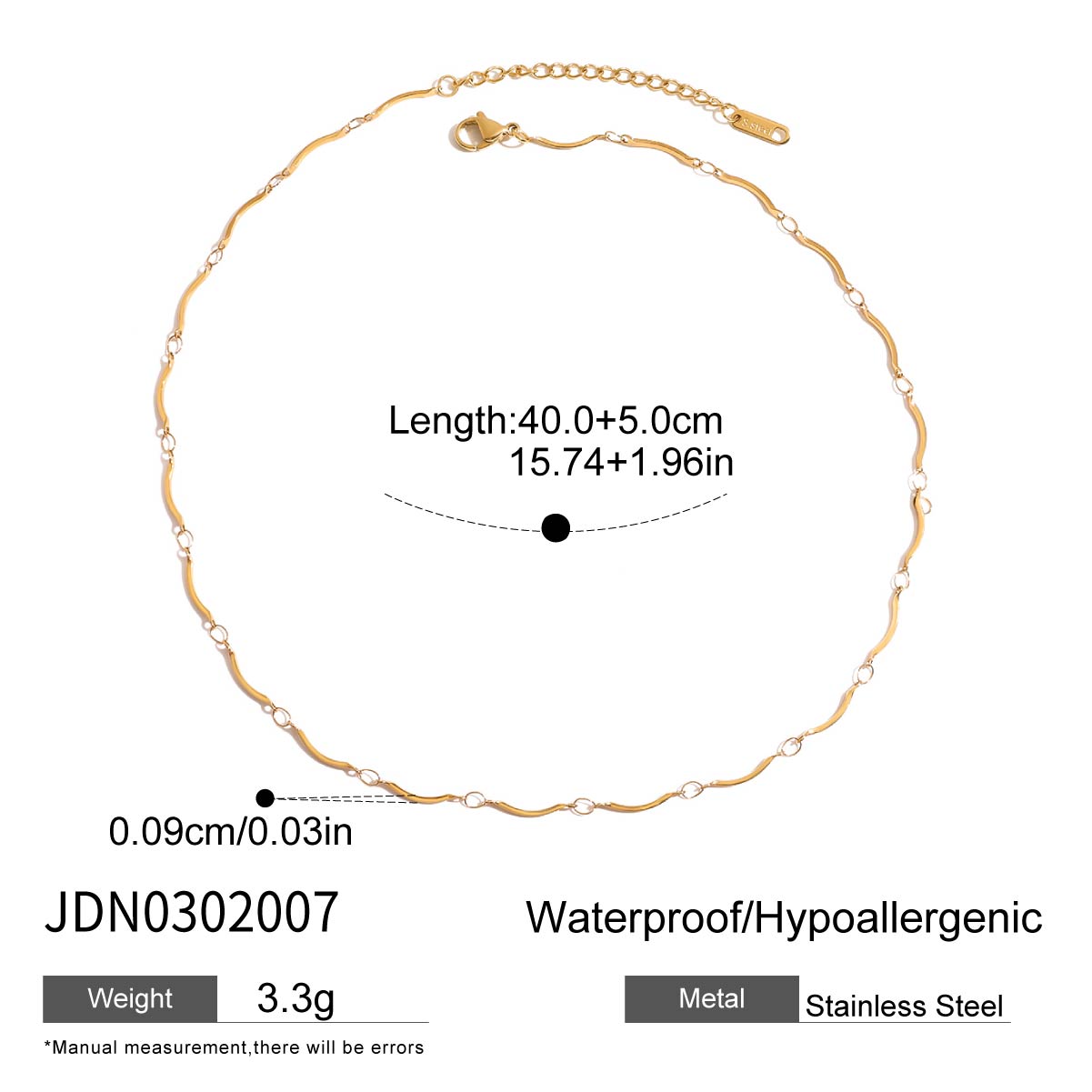 18K Gold Plated Wavy Link Necklace