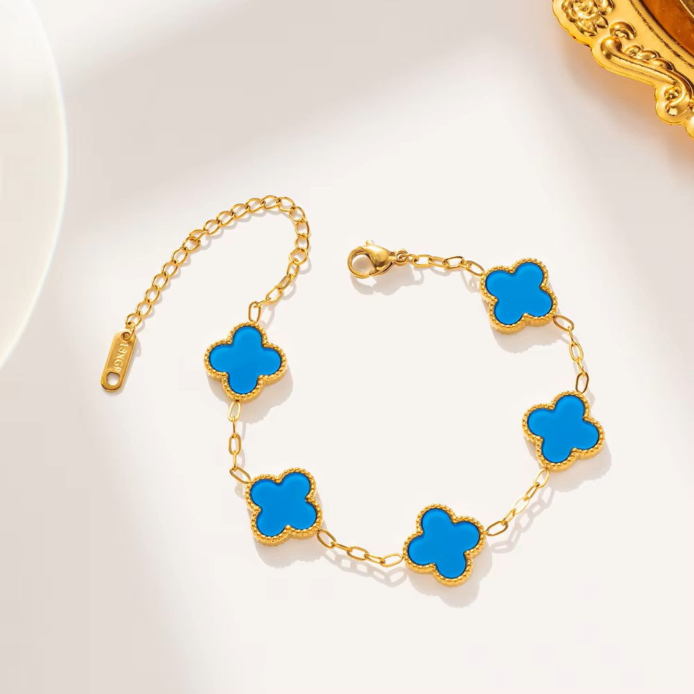 18k Gold Plated Four-Leaf Clover Bracelet