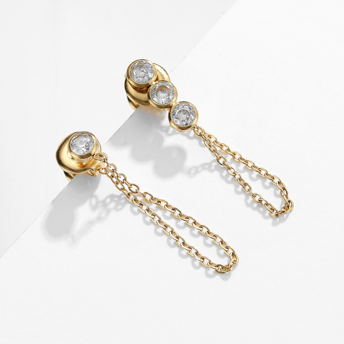 18K Gold Plated ZC Link Chain Stud Earring