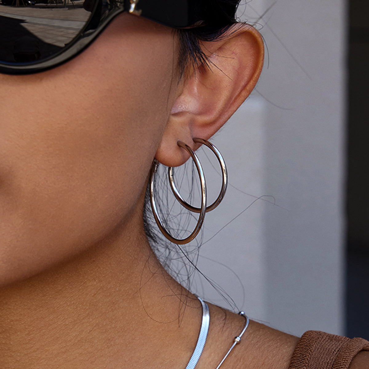 18K Gold Stainless Classic Hoop Earrings
