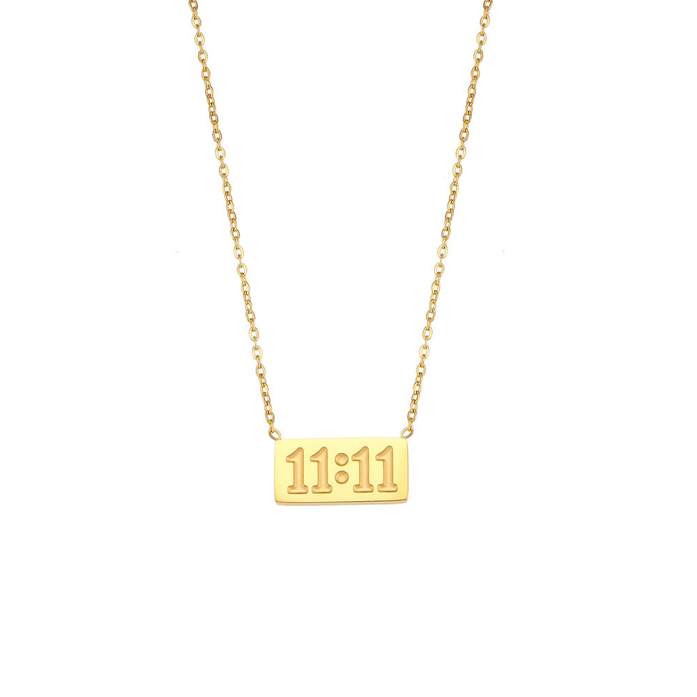 18K Gold Plated Rectangular Angel Numbers Necklace