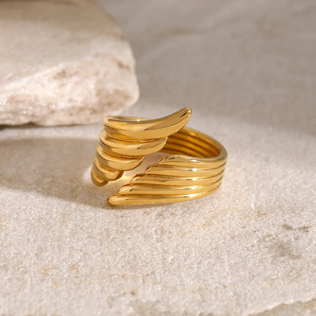 18K Gold Plated WING Open Ring (Adjustable)
