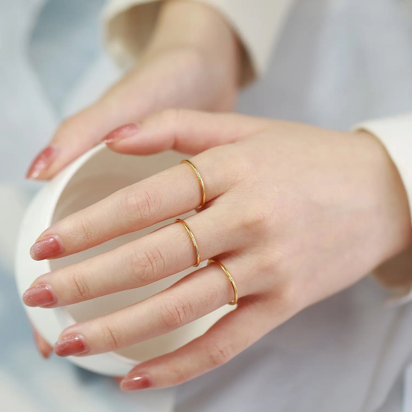 18KGP Dainty Three Stone ZC Ring