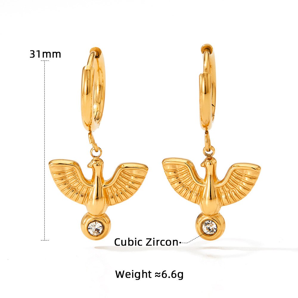 18K Gold Plated Dove Pendant Huggie