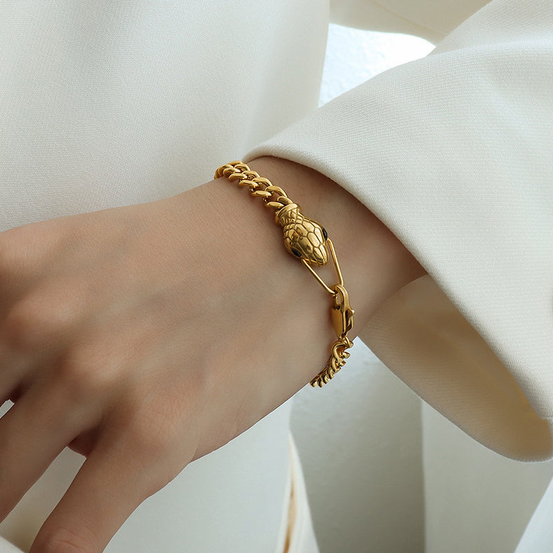 18K Gold Plated Snake Cuban Bracelet