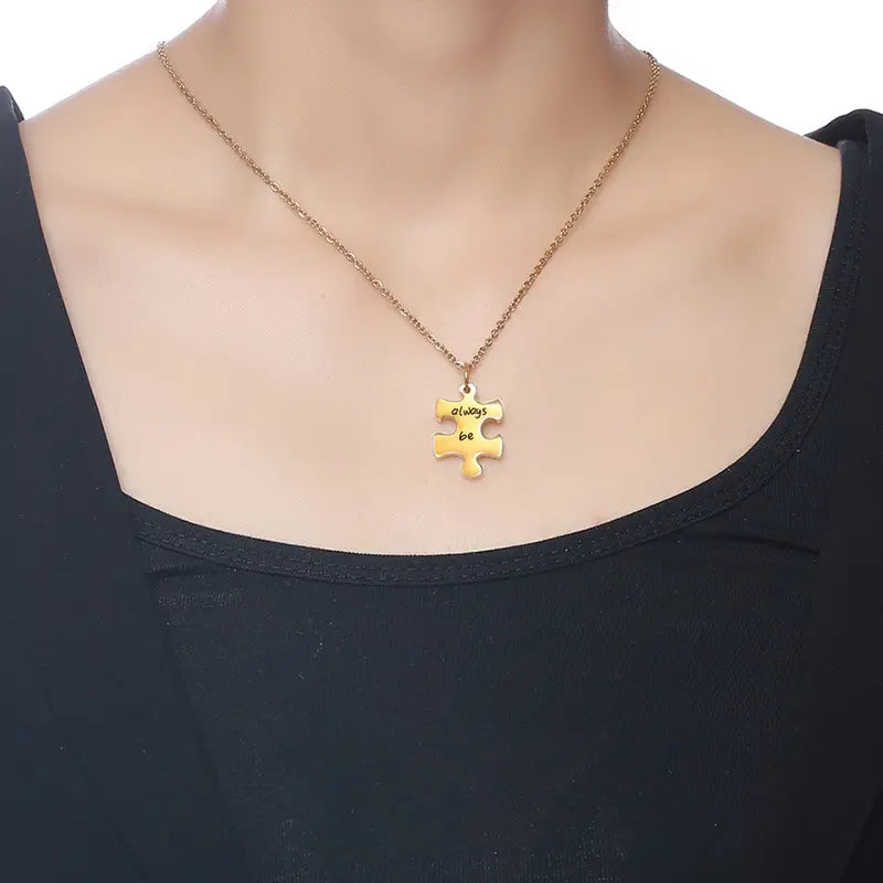 18KGP Puzzle Pendant Necklace (Set of 3)