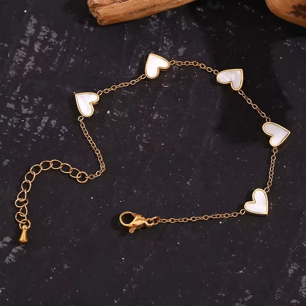 18K Gold Plated Heart Shell Bracelet