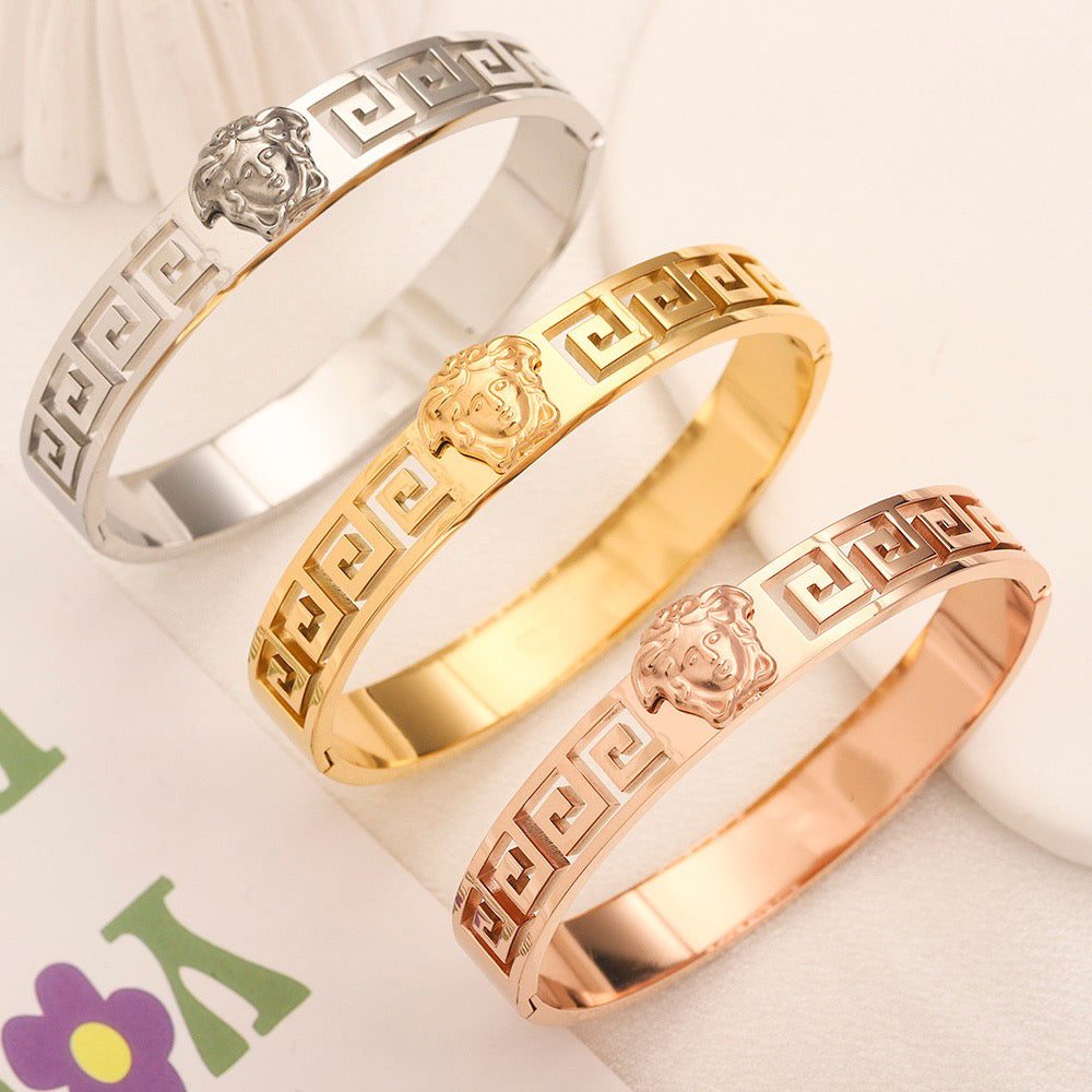 18K Gold Plated Medusa Bangle