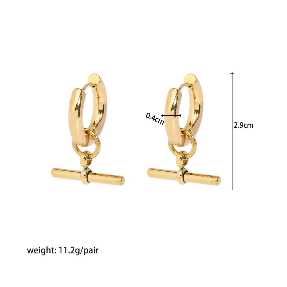 18K Gold Plated OT Huggie Earrings