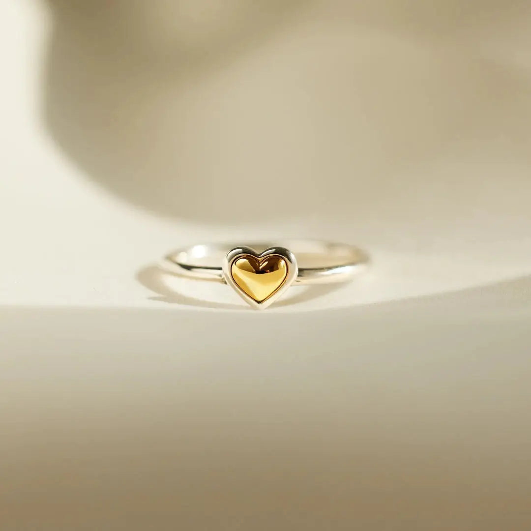 295 Sterling Silver Gold Heart Ring