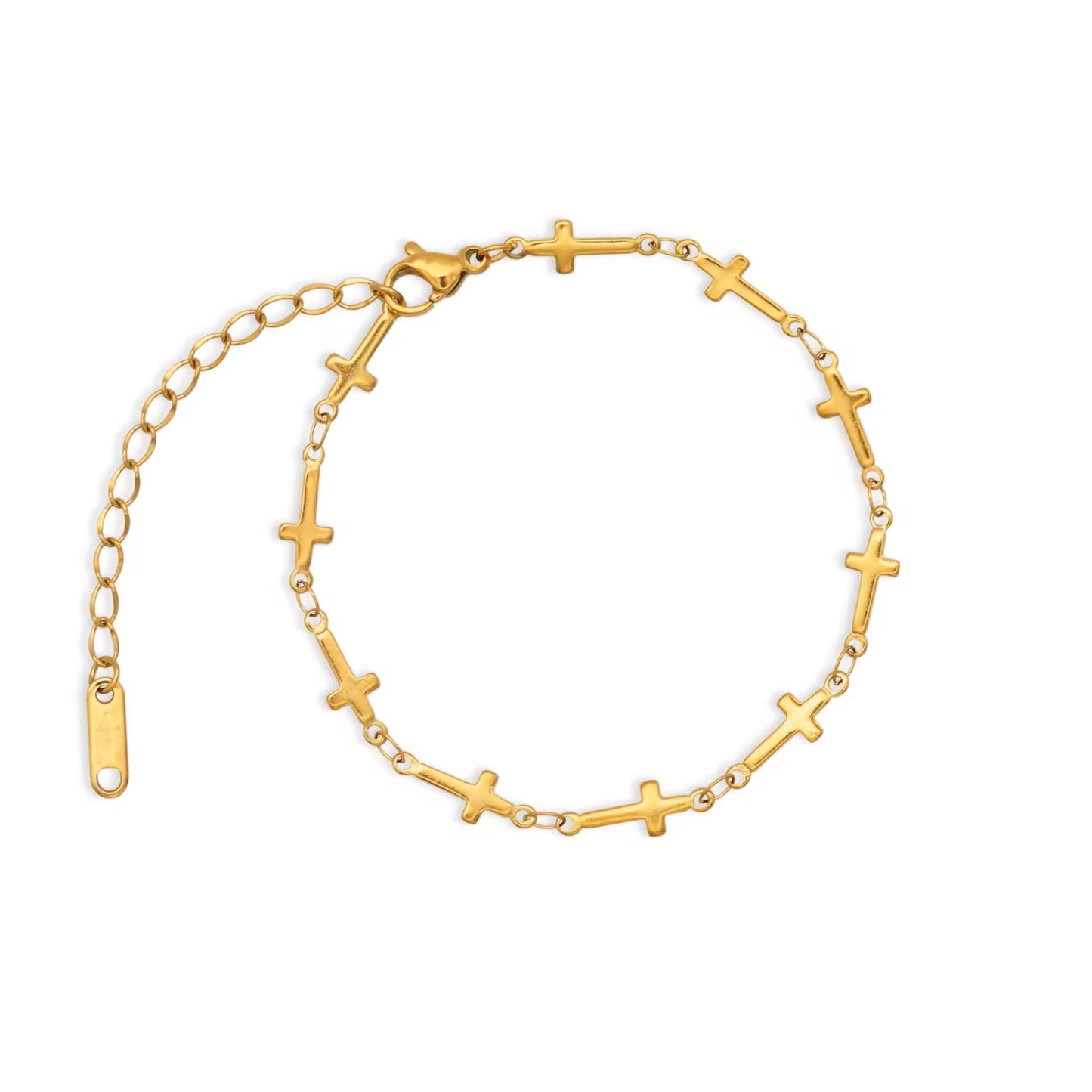 18K God Plated Cross Link Bracelet