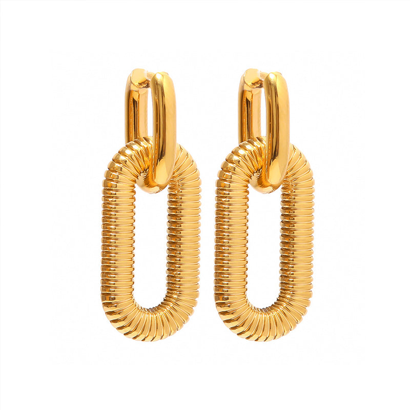 18K Gold Plated Oval Double Hoop