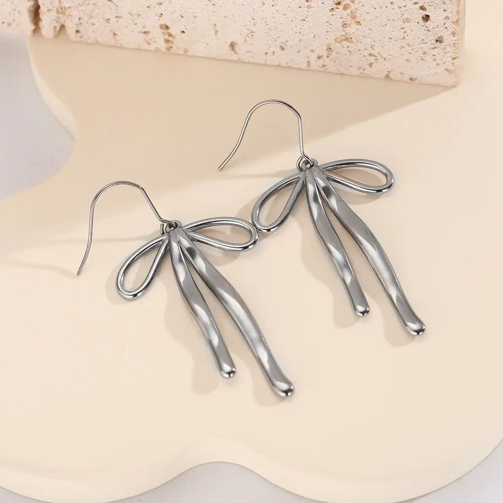 18K Gold Plated Bow-Knot Drop Earrings