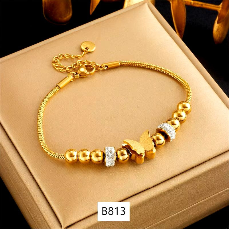 18K Gold Plated Butterfly Charm Assorted Bracelets