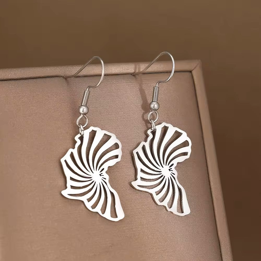 18K Gold Plated Africa Map Drop Earrings