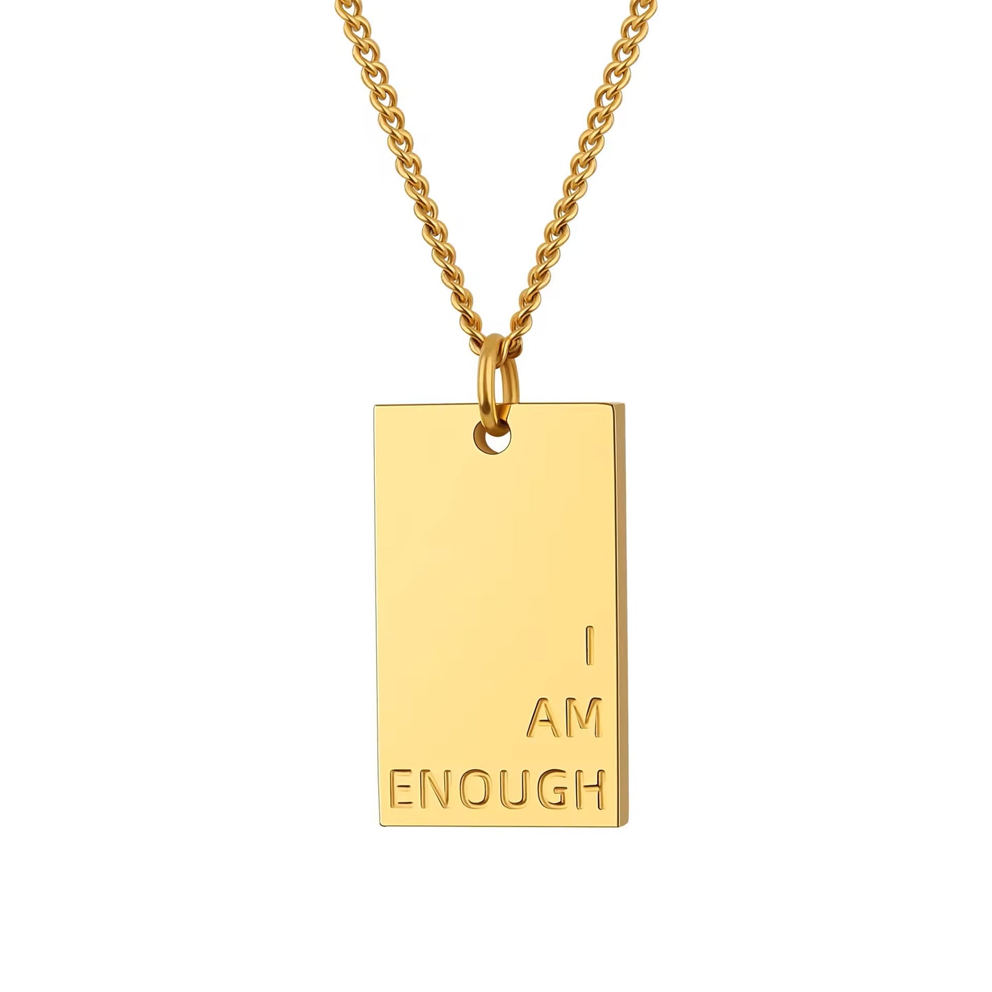 18k Gold Plated "I Am Enough" Engraved Necklace