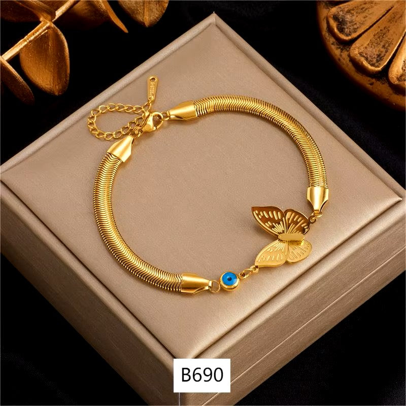 18K Gold Plated Butterfly Charm Assorted Bracelets