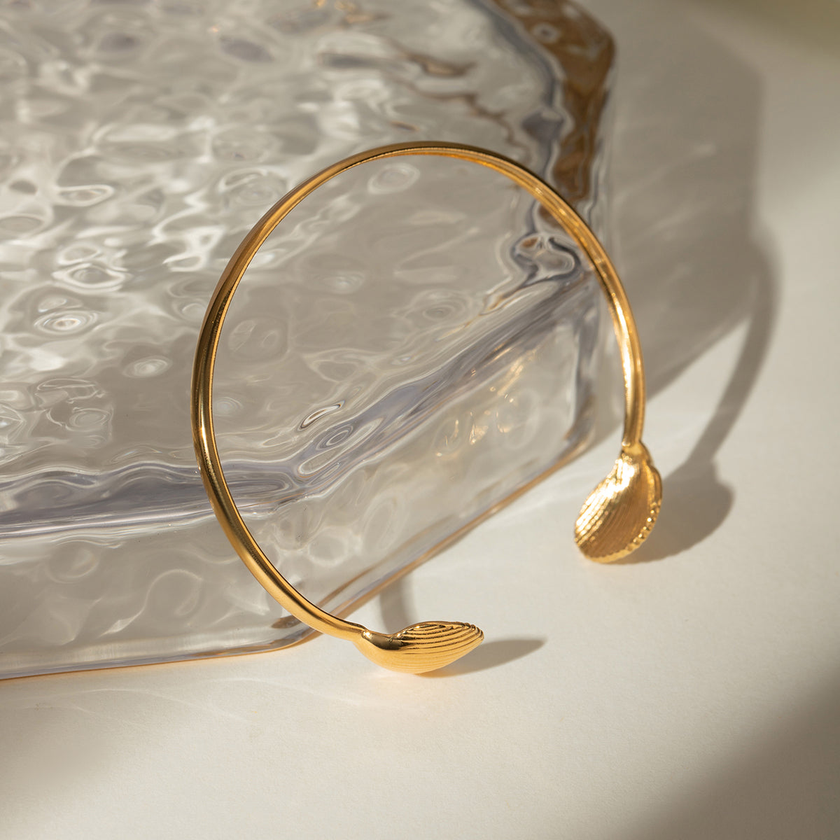 18K Gold Plated Scallop Shell Cuff Bangle