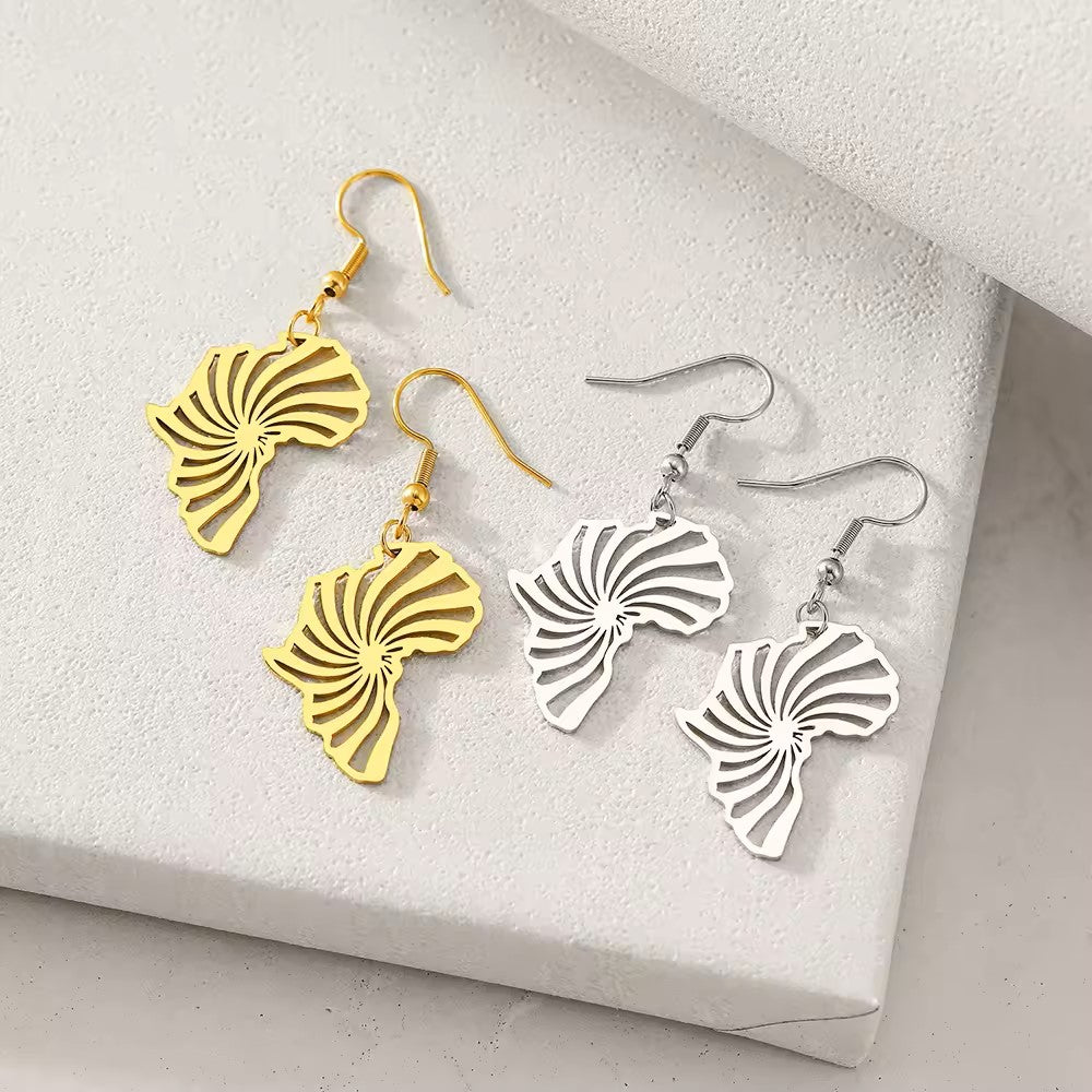 18K Gold Plated Africa Map Drop Earrings