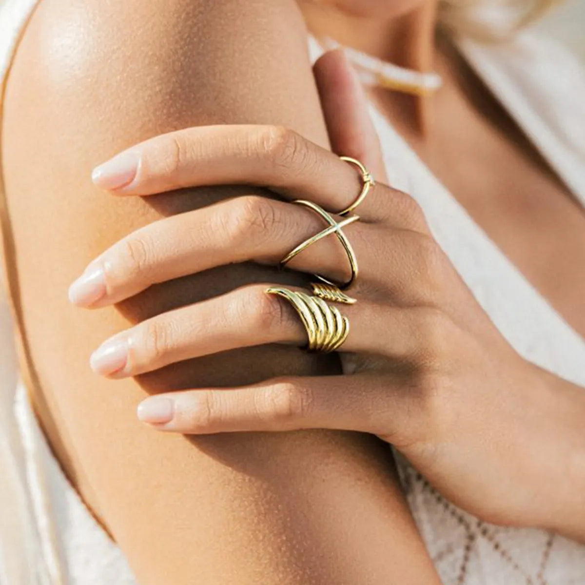 18K Gold Plated WING Open Ring (Adjustable)