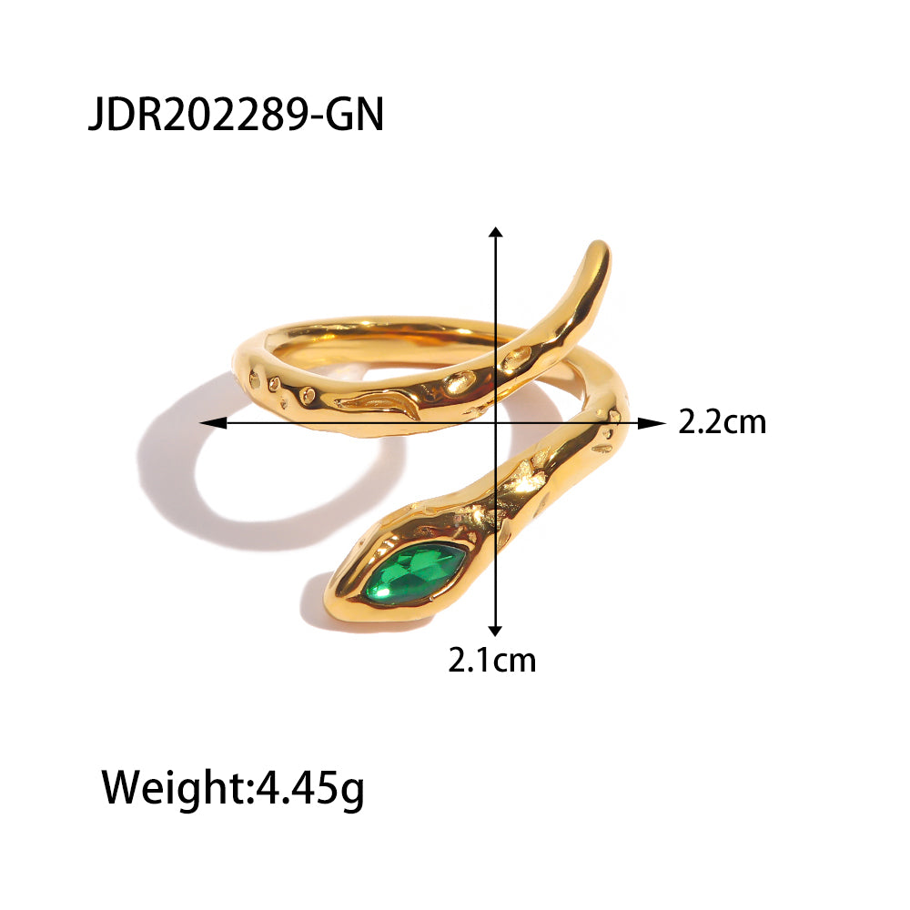 18K Gold Plated Irregular Lava Snake Ring (adjustable)