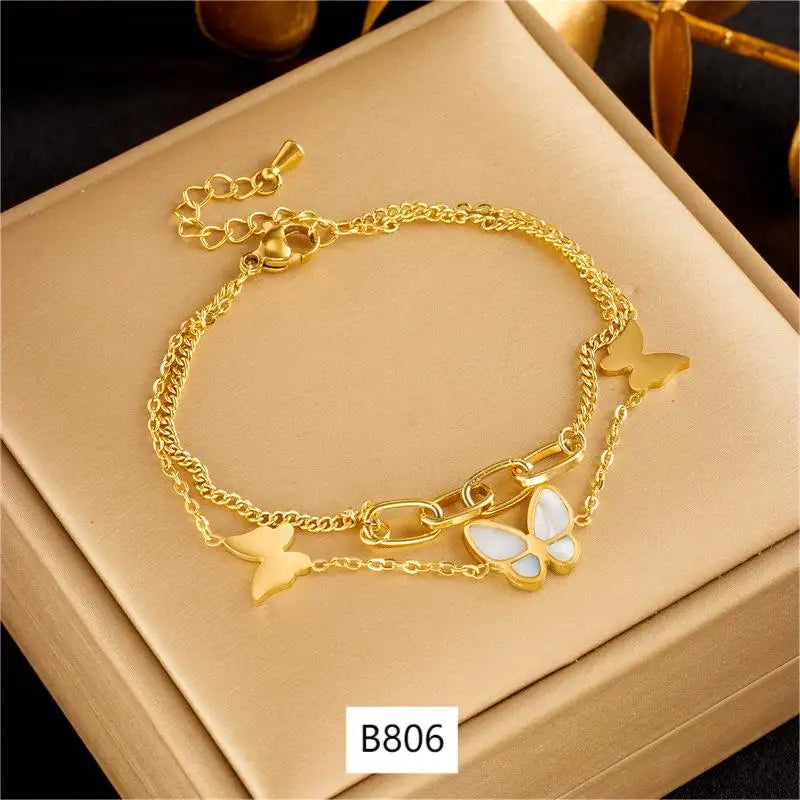 18K Gold Plated Butterfly Charm Assorted Bracelets