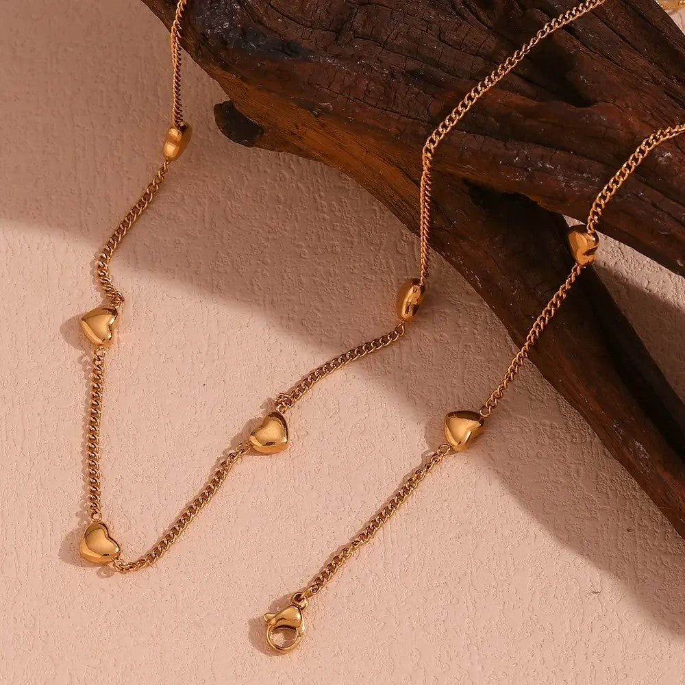 18K Gold Plated Heart Charm Necklace