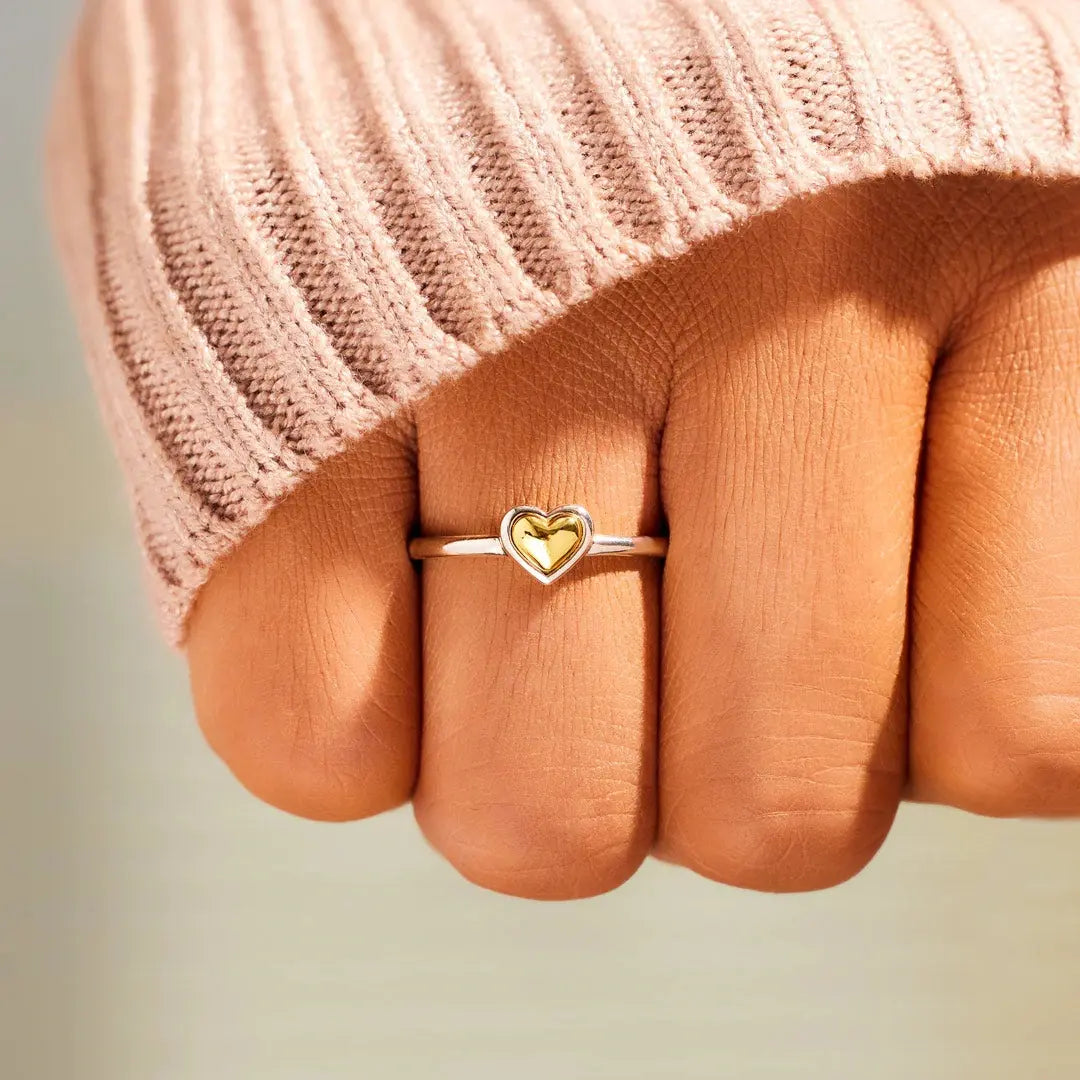 295 Sterling Silver Gold Heart Ring