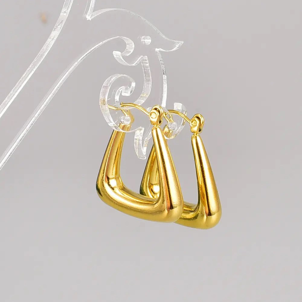 18K Gold Plated Geometric Triangle Hoop