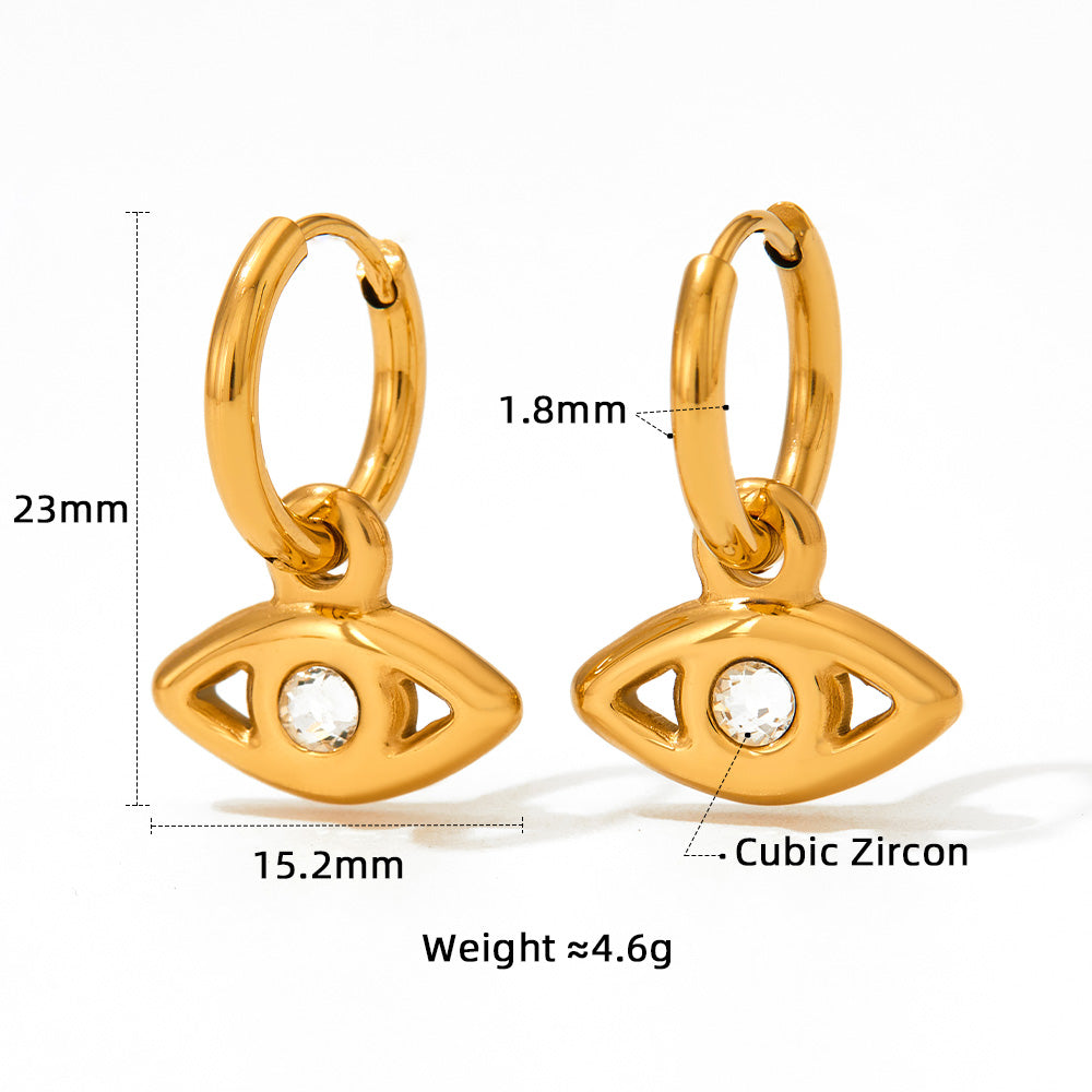 18K Gold Plated Evil Eye Pendant Huggie