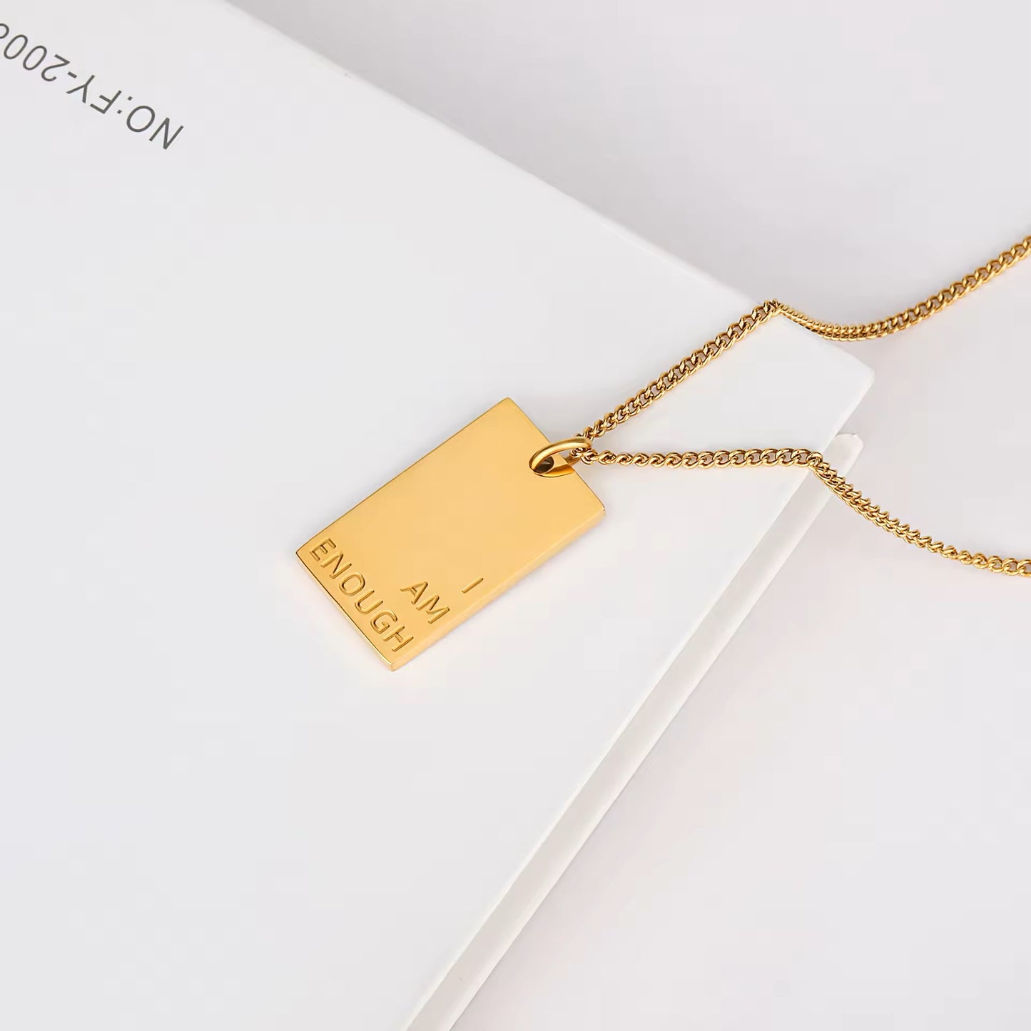 18k Gold Plated "I Am Enough" Engraved Necklace
