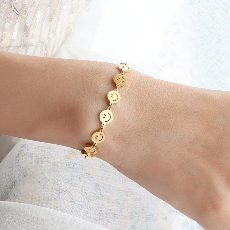 18k Gold Cute Happy Face Bracelet