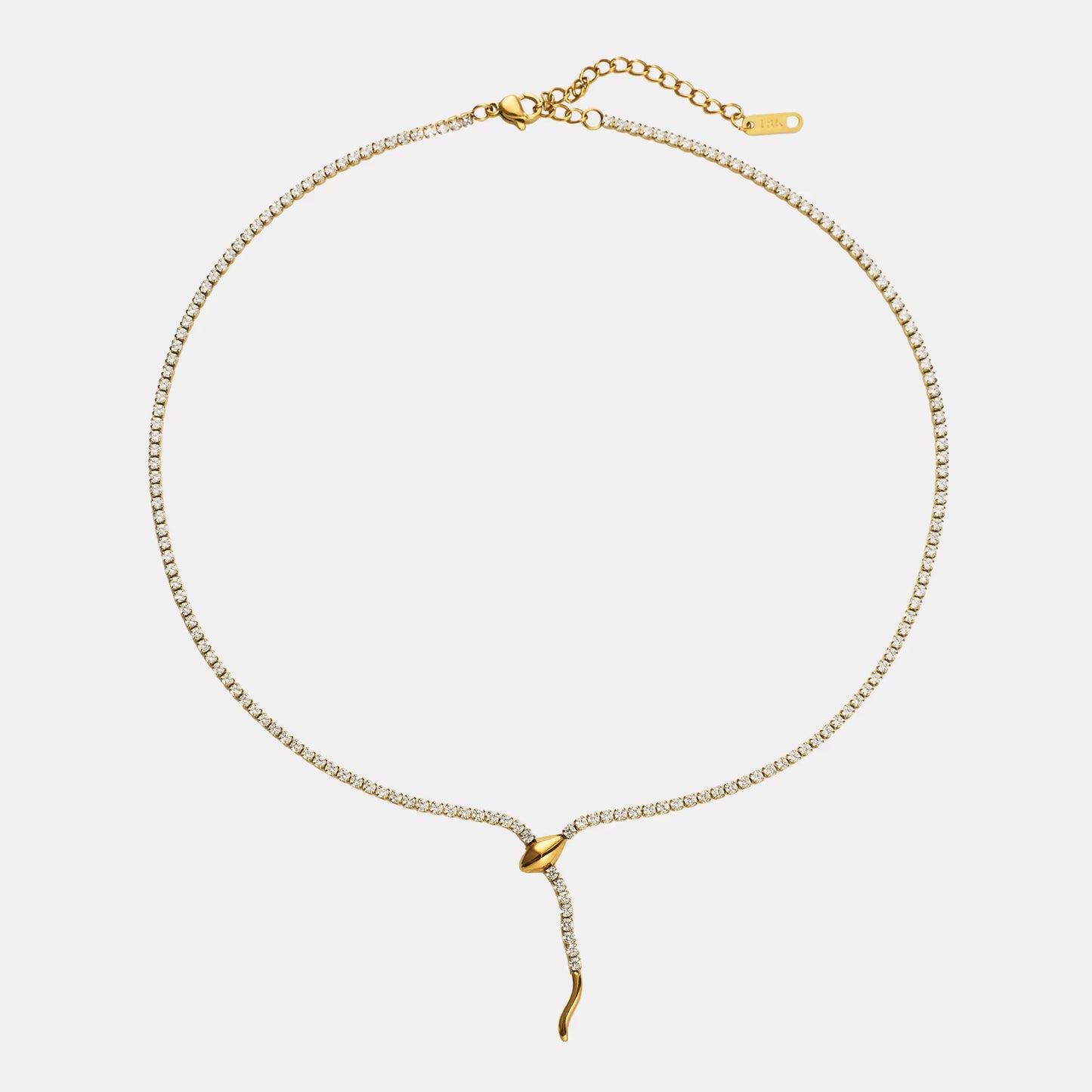 18K Gold Plated CZ Snake Tennis Necklace