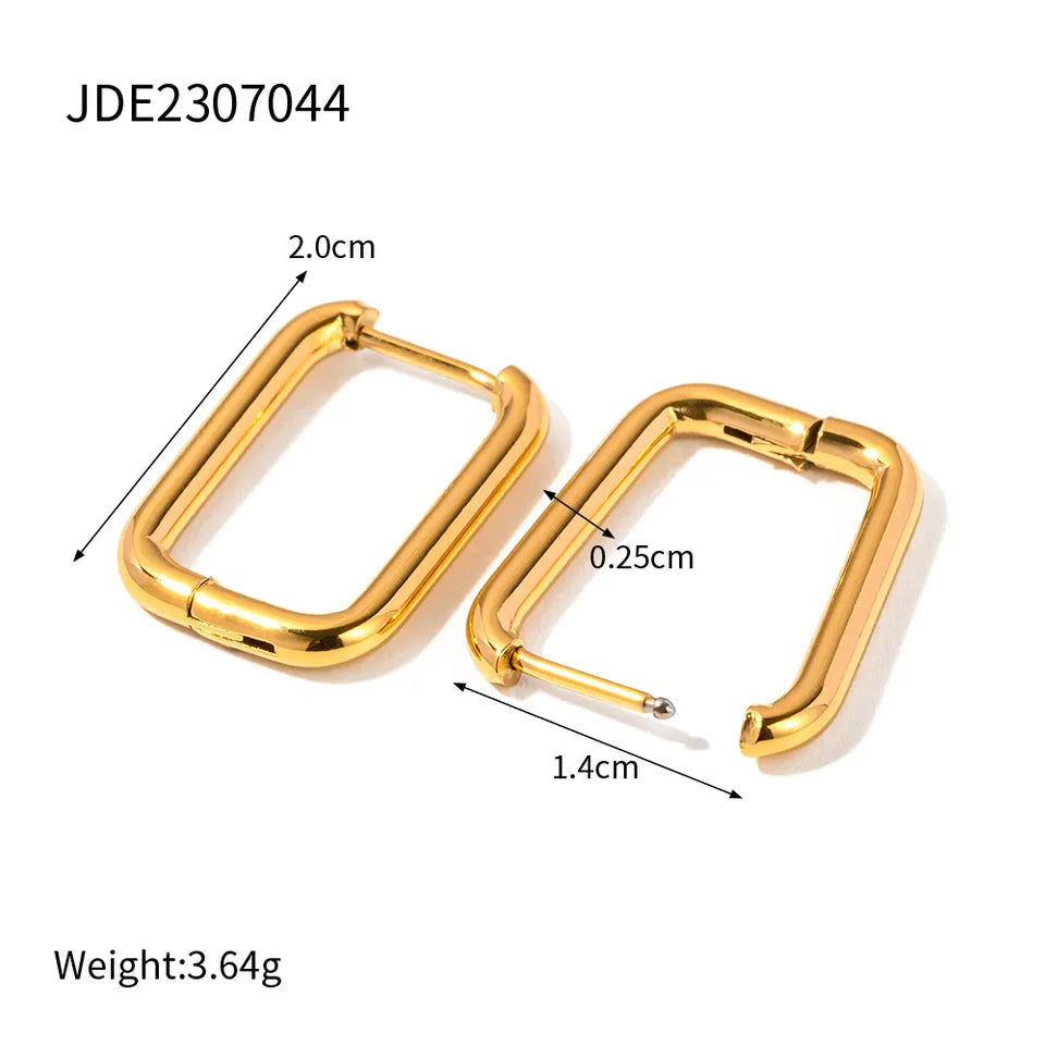 18K Gold Plated RECTENGULAR Hoop Earring