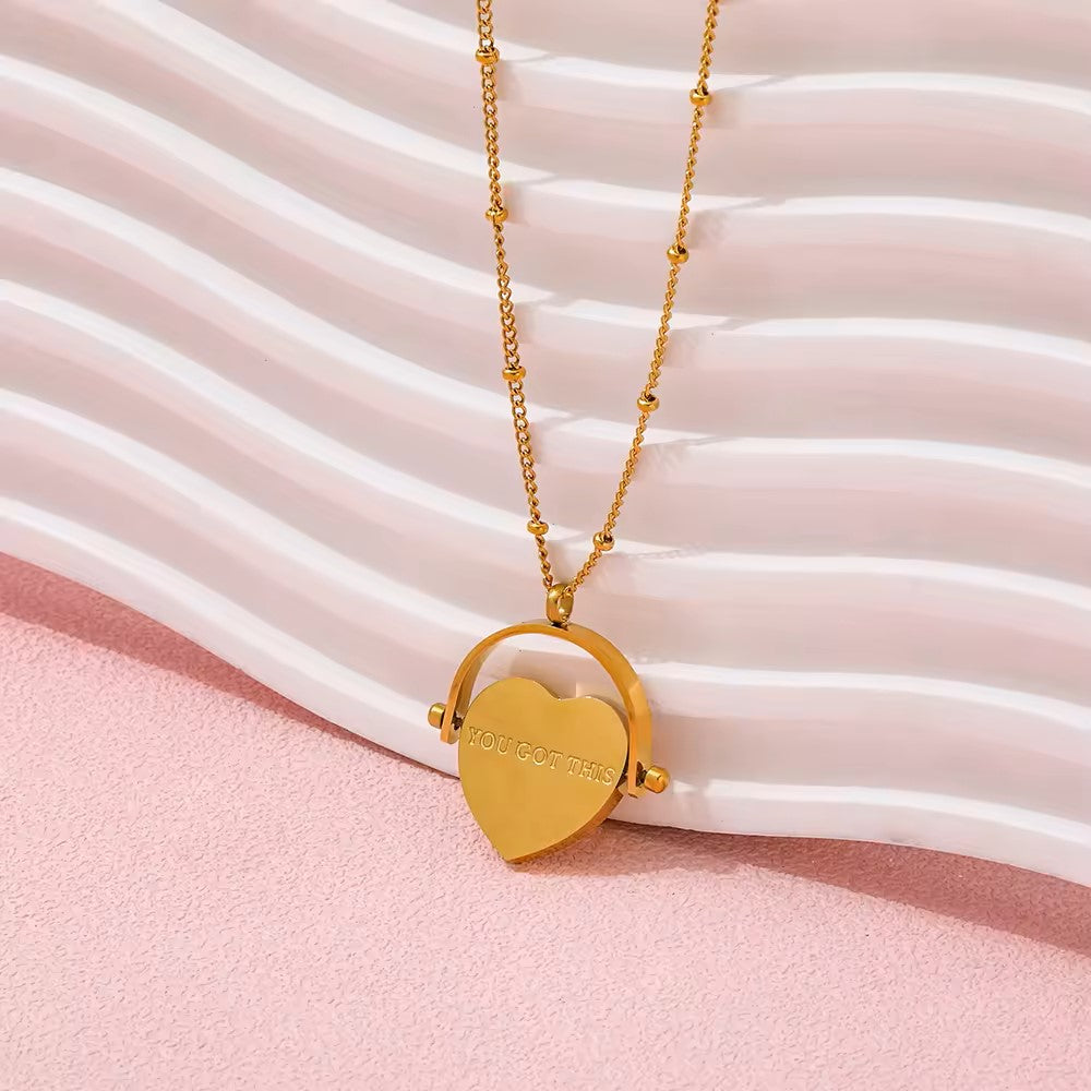 18K Gold Plated Keep Going Heart Pendant Necklace