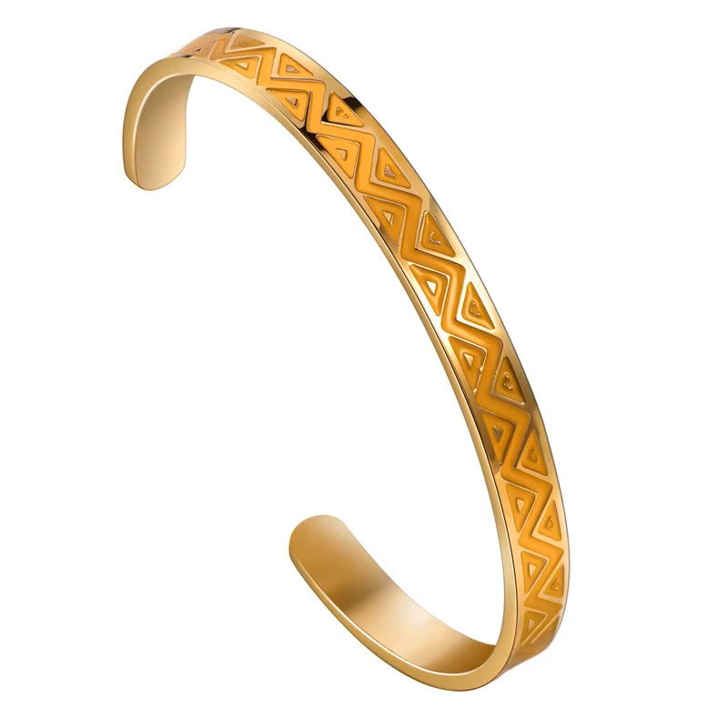 18K Gold Plated Geometric Cuff Bangle