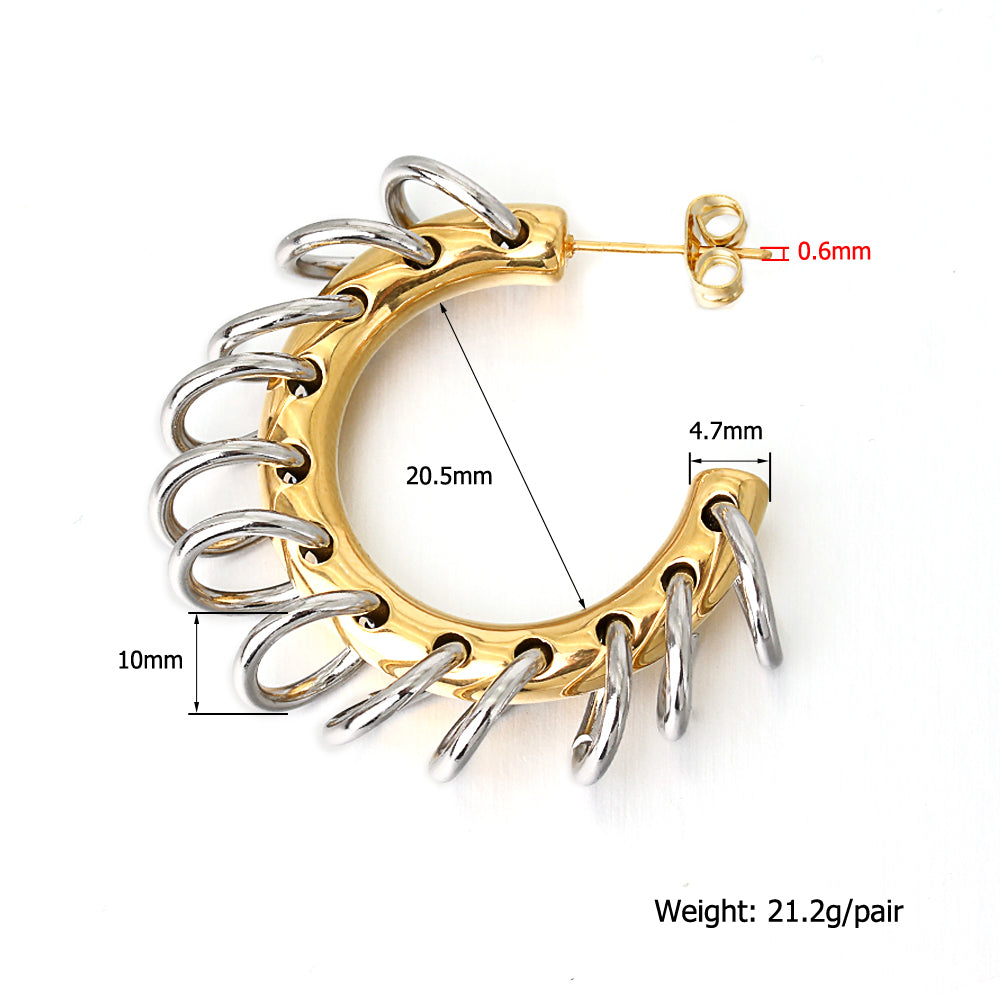 18K Gold Plated Fringe Chunky C Earrings