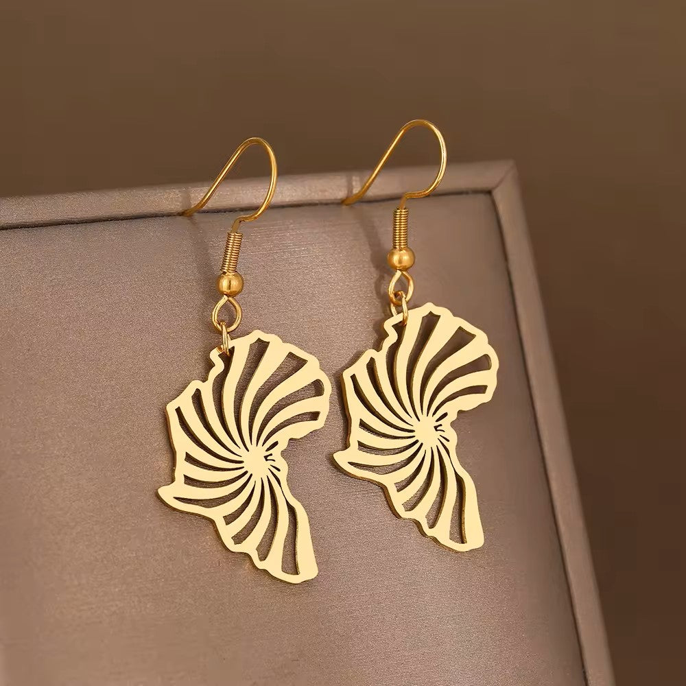 18K Gold Plated Africa Map Drop Earrings