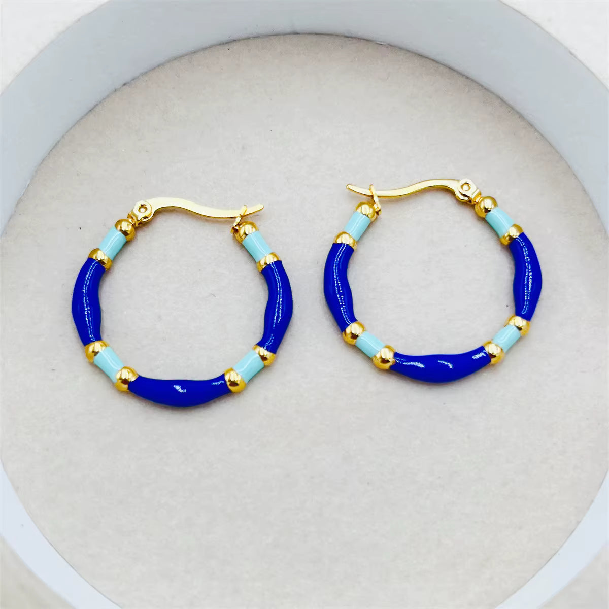 18K Gold Plated Colourful Enamell Hoop