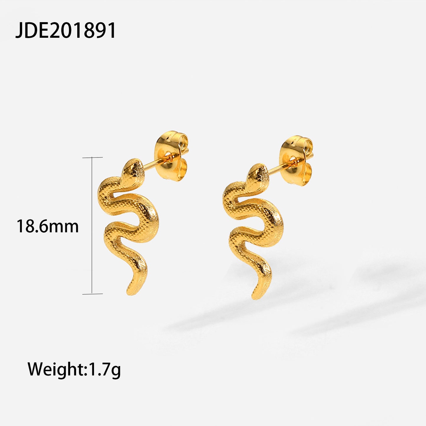 18K Gold Plated Twist Snake Stud Earrings