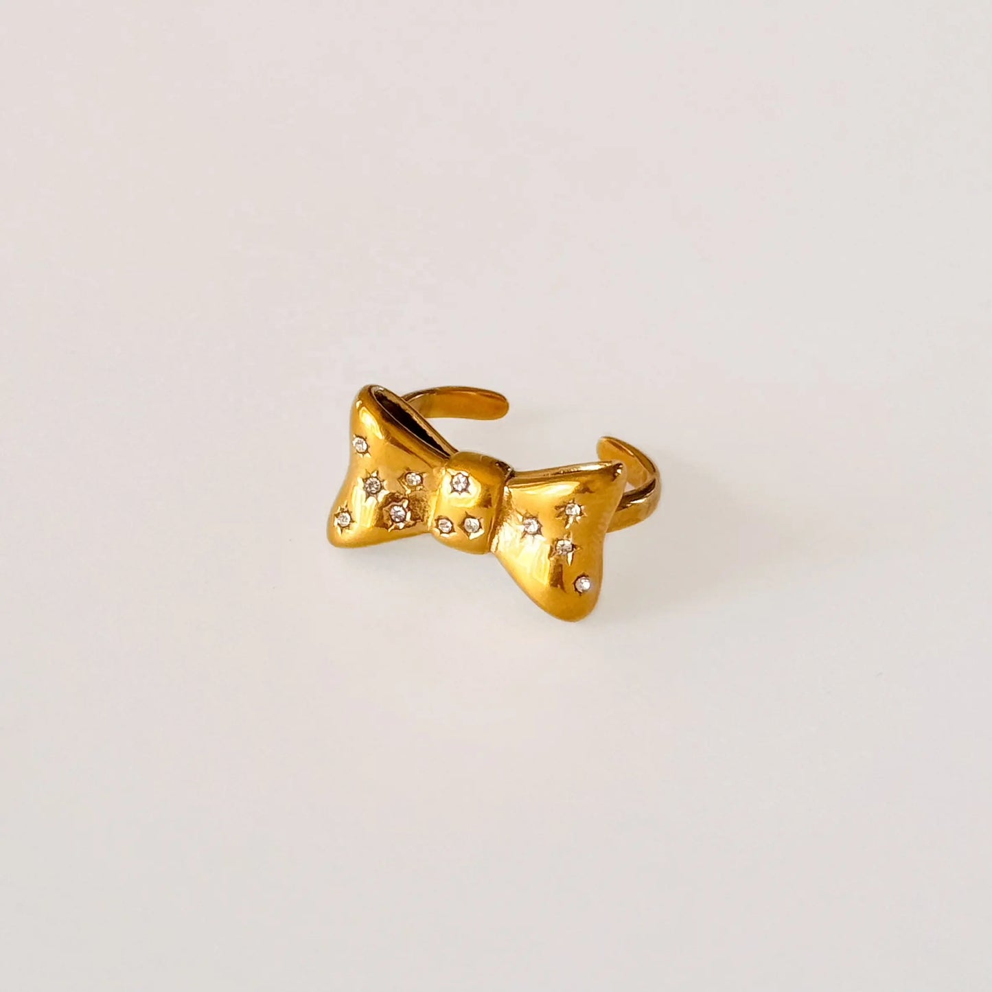 18K Gold Plated CZ Bowknot Ring