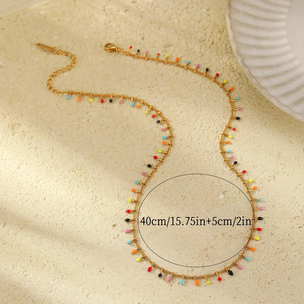 18K Gold Plated Colour Oil Drop Tassel Necklace