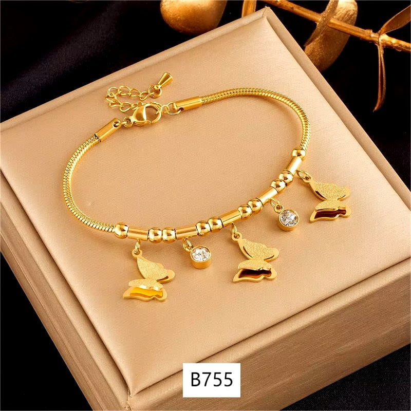18K Gold Plated Butterfly Charm Assorted Bracelets