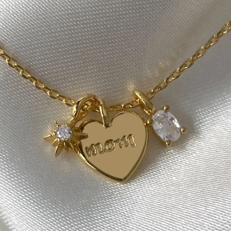 18K Gold Plated Triple Pendant MOM Necklace
