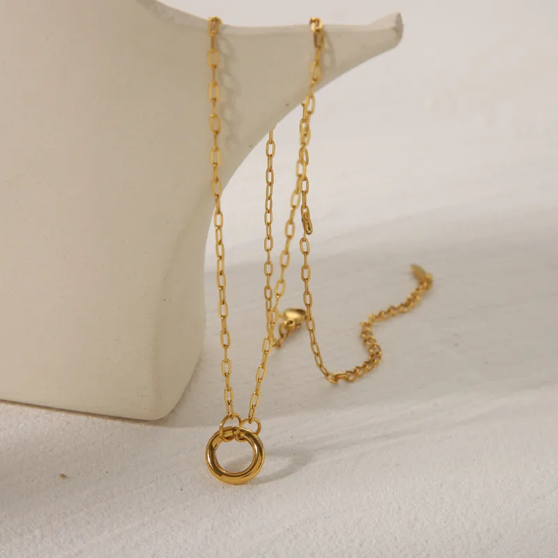 18K Gold Plated Buckle-Clasp Fine Paperclip Necklace